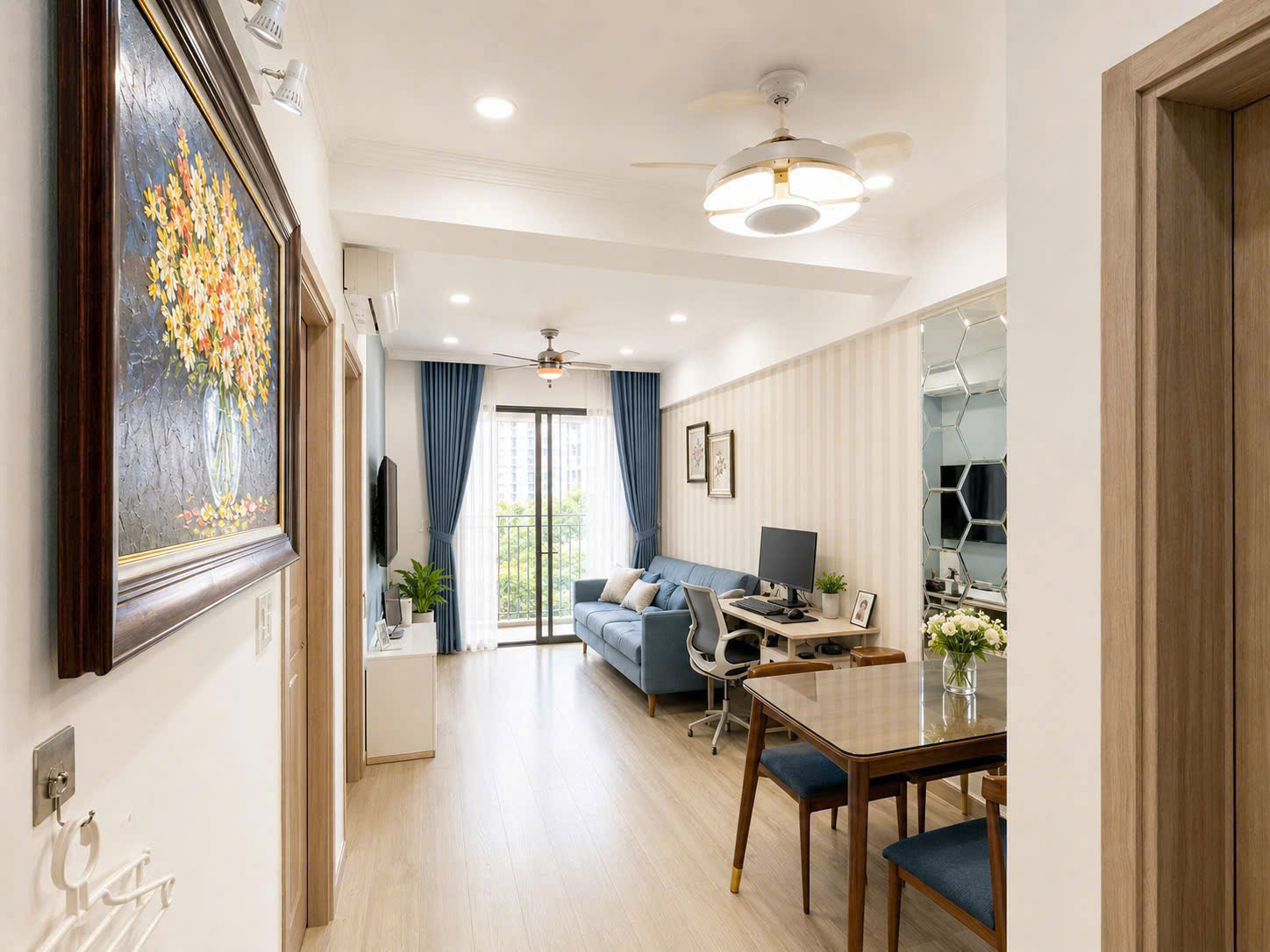 Cho thuê căn hộ Nhà Bè, căn hộ Sunrise RiverSide, 2PN, 70m2, giá thuê 14 triệu/tháng.