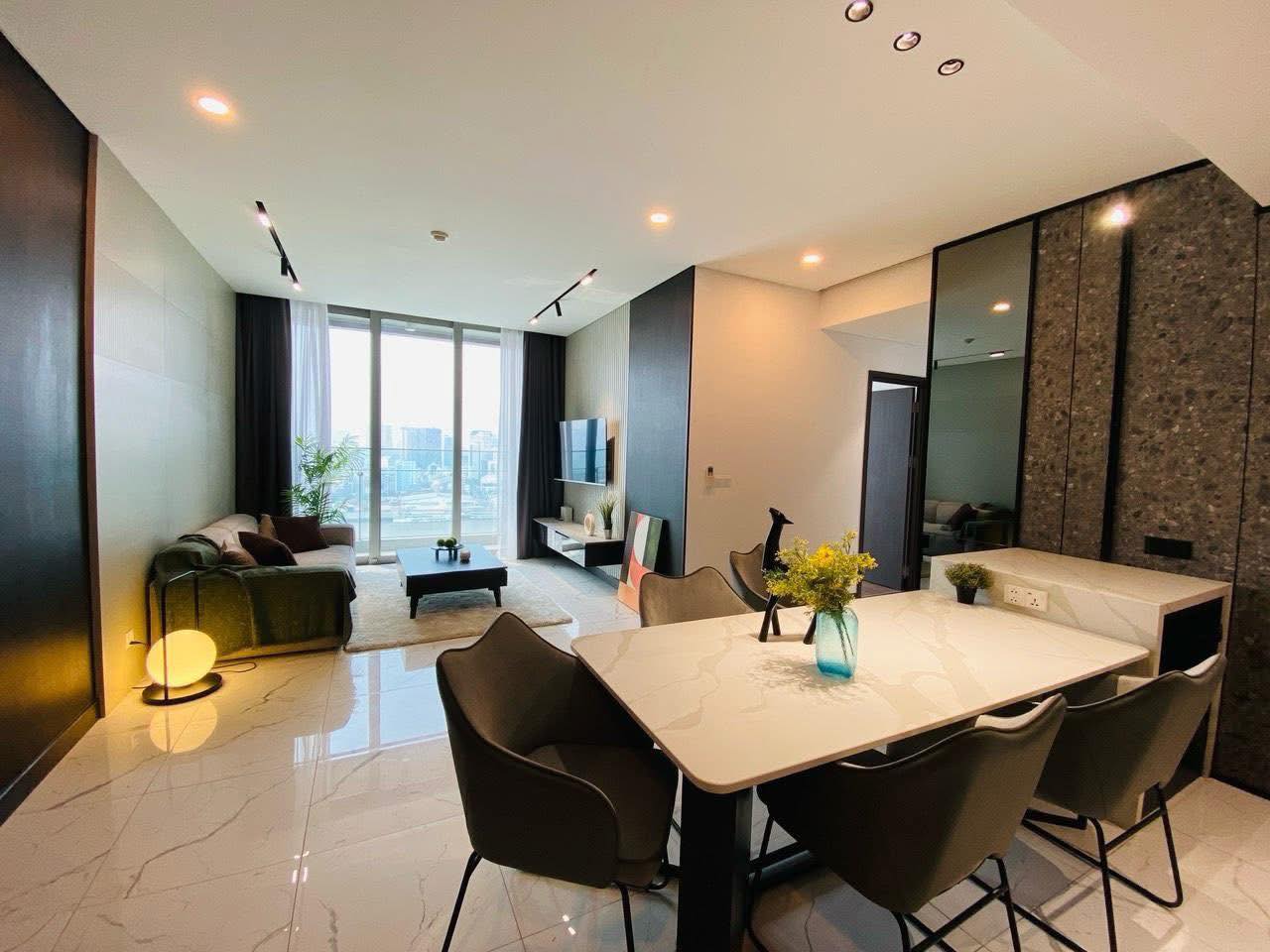 Cho thuê căn hộ Quận 2, căn hộ Empire City Thủ Thiêm, 2PN, 98m2, giá thuê 55 triệu/tháng.
