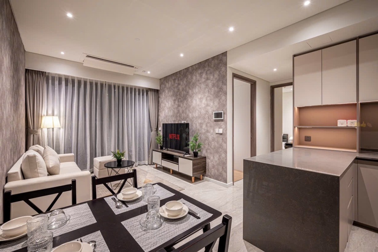 Cho thuê căn hộ Quận 2, căn hộ The Opera Thủ Thiêm, 2PN, 77m2, giá thuê 37 triệu/tháng.